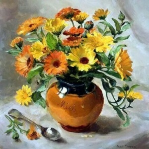 Tablou pictura pe numere, Margarete, rama din lemn, 20 x 30 cm, PM634