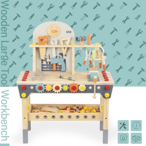 Banc de scule din lemn cu accesorii incluse si activitati - Micul Mester