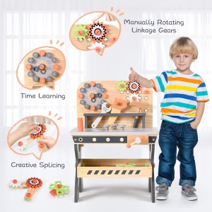 Banc de scule din lemn cu accesorii incluse si activitati