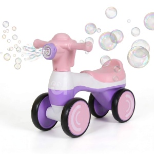 Bicicleta fara pedale, baloane de sapun, 4 roti, sunete, roz