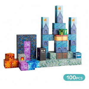 Blocuri magnetice de constructie 3D tip Minecraft, 2 cm - 100 piese - Halloween