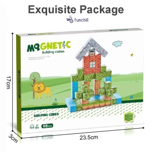 Blocuri magnetice de constructie 3D tip Minecraft, 2 cm - 88 piese