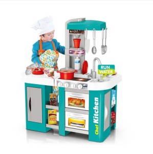 Bucatarie mare cu 49 accesorii incluse pentru copii, Happy Kitchen, Turcoaz