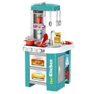 Bucatarie pentru copii cu Lumini,Sunete si 49 accesorii incluse, Happy Kitchen, Albastru