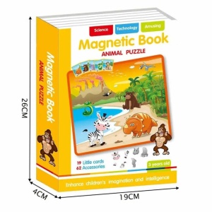 Carte magnetica puzzle pentru copii – Animale din jungla