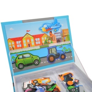 Carte magnetica puzzle pentru copii – Vehicule in trafic