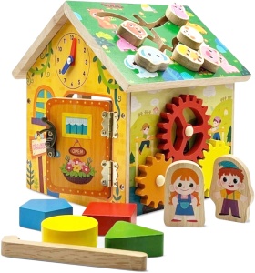 Casuta educativa din lemn 8 in 1 cu activitati Montessori