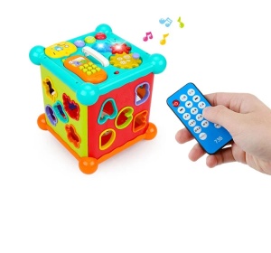 Centru de activitati cub cu multiple functii, telecomanda si 108 melodii