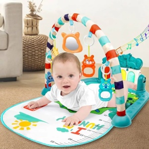 Centru de activitati salteluta cu pianina, sunete si lumini, Baby Fitness, Albastru