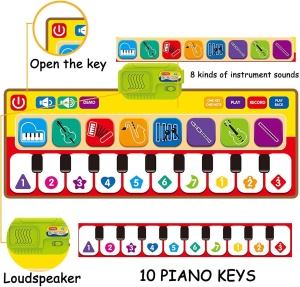 Covor muzical interactiv cu clape de pian si functii, 80 x 30 cm