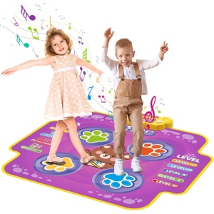 Covoras muzical de dans cu conexiune bluetooth, muzica si lumini LED - Dancing challenge - Roz