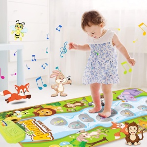 Covoras muzical interactiv cu 17 melodii si sunete, cifre si animale, 80x50 cm