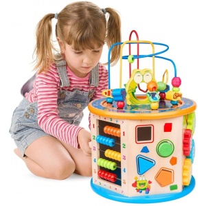 Cub educativ din lemn cu 9 activitati, Broscuta