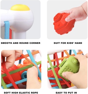 Cub senzorial bebelusi cu benzi elastice, circuit si forme de sortat - Sensory