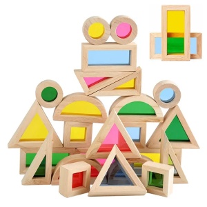 Cuburi senzoriale de construit, Kaleidoscop, lemn, 24 piese