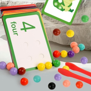 Joc educativ dezvoltare motricitate, numarat si asociere culori - Pinch beads