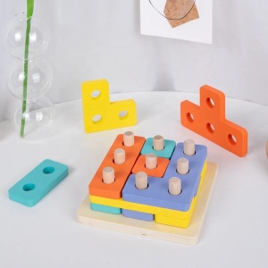 Joc educativ multifunctional 3 in 1 cu forme, inele, betisoare si cartonase