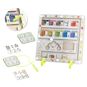 Joc educativ tip labirint multifunctional de sortare culori, numarat si calcule, Limba Romana