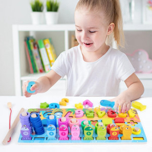 Joc educativ Montessori multifunctional cu 6 activitati, Pesti