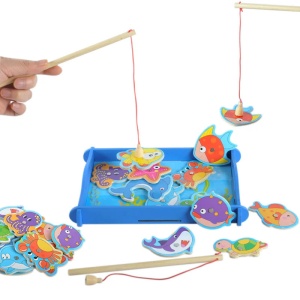 Joc Montessori din Lemn, Pescuit Magnetic