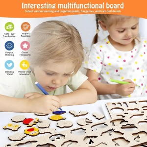 Joc Montessori si sabloane din lemn pentru desen - Img 2