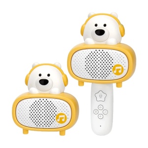 Jucarie karaoke 2 in 1, microfon si boxa, cu bluetooth si telecomanda - Ursulet