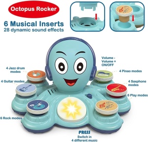 Jucarie muzicala interactiva 2 in 1, Caracatita, Albastru