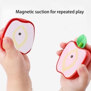 Jucarie set de feliat din lemn cu 8 fructe, tocator si accesorii - Img 4