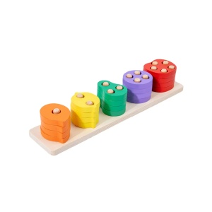 Jucarie sortator de forme geometrice din lemn cu 5 coloane