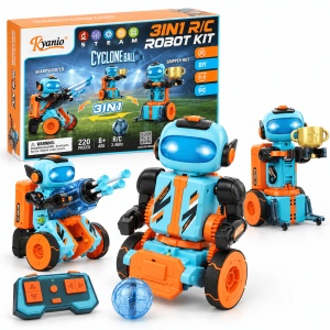 Kit robot programabil Kyanio 3 in 1, cu telecomanda, 220 de piese si pana la 64 de comenzi