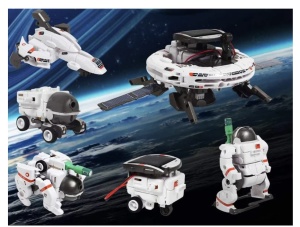 Kit STEM 6 in 1 de constructie, alimentare cu energie solara, vehicule spatiale