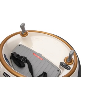 Masinuta electrica bumper car cu lumini, centura de siguranta, 2 controllere, telecomanda, Bluetooth, 1-6 ani, nava spatiala, alb - Img 6
