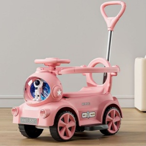Masinuta eletrica ride-on pentru copii cu lumini LED, muzica si maner parental reglabil, 2-4 ani, roz - Img 2