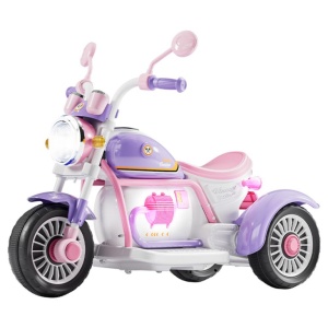Motocicleta electrica pentru copii cu 3 roti, lumini LED, muzica, Bluetooth si USB, 6V, roz