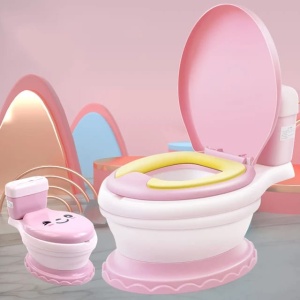 Olita muzicala 3 in 1 pentru copii, design realist tip toaleta, 1-6 ani, roz