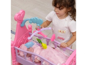 Patut balansoar cu papusa, carusel suspendat si accesorii incluse - Sweet Baby