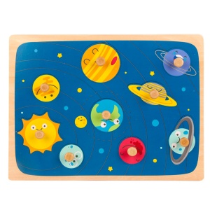 Puzzle Incastru din Lemn cu Maner Gros, Spatiul Cosmic