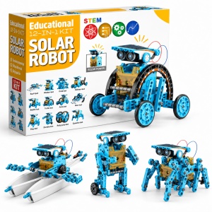 Robot solar STEM 12 in 1 – Set de constructie cu 12 modele de roboti