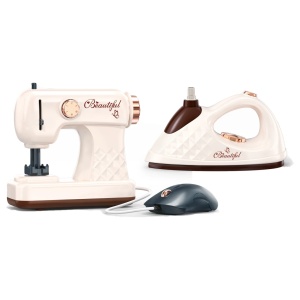 Set 2 in 1 masina de cusut si fier de calcat pentru copii, cu sunete si functie spray