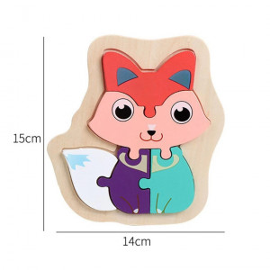 Set 3 puzzle pastel cu piese mari, model aleatoriu, Animalute