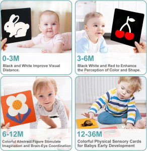 Set 40 imagini stimulare vizuala, cognitiva si senzoriala bebelusi, carduri color cu imagini, 1-3 ani