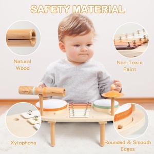 Set 5 instrumente muzicale cu cadru din lemn