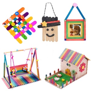 Set 50 bete natur din lemn, activitati craft, 11.5 cm
