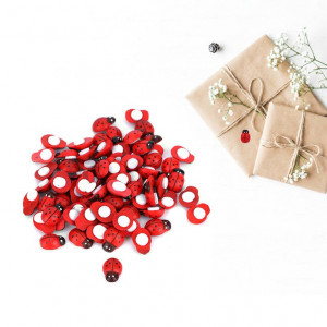 Set 50 buburuze colorate din lemn pentru creatii, 2 cm