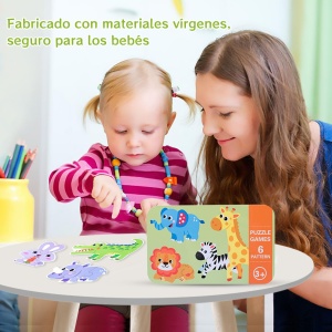 Set 6 puzzle cu piese mari in cutie metalica