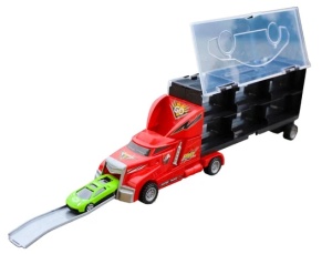 Set camion cu rampa si 6 masinute metalice - Img 3