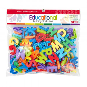 Set de constructie educational si snuruit, 80 piese, Alfabet