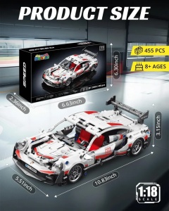 Set de constructie Masina sport Nueris, scara 1:18, cu functie pull-back – 455 piese - Img 3