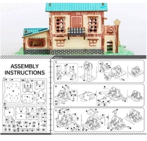 Set de construit din lemn, macheta, copii si adulti, 74 piese, Han - Img 6