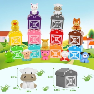 Set de joaca de sortat si asociat cu animalute de la ferma, 20 piese